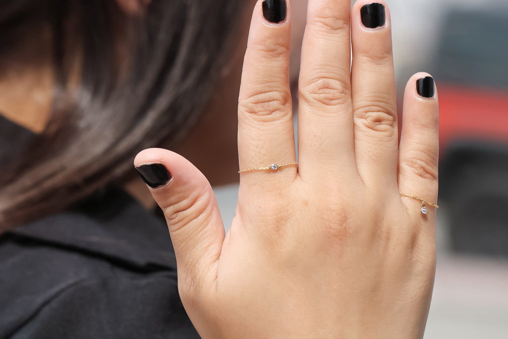 14K Diamond Charm Ring