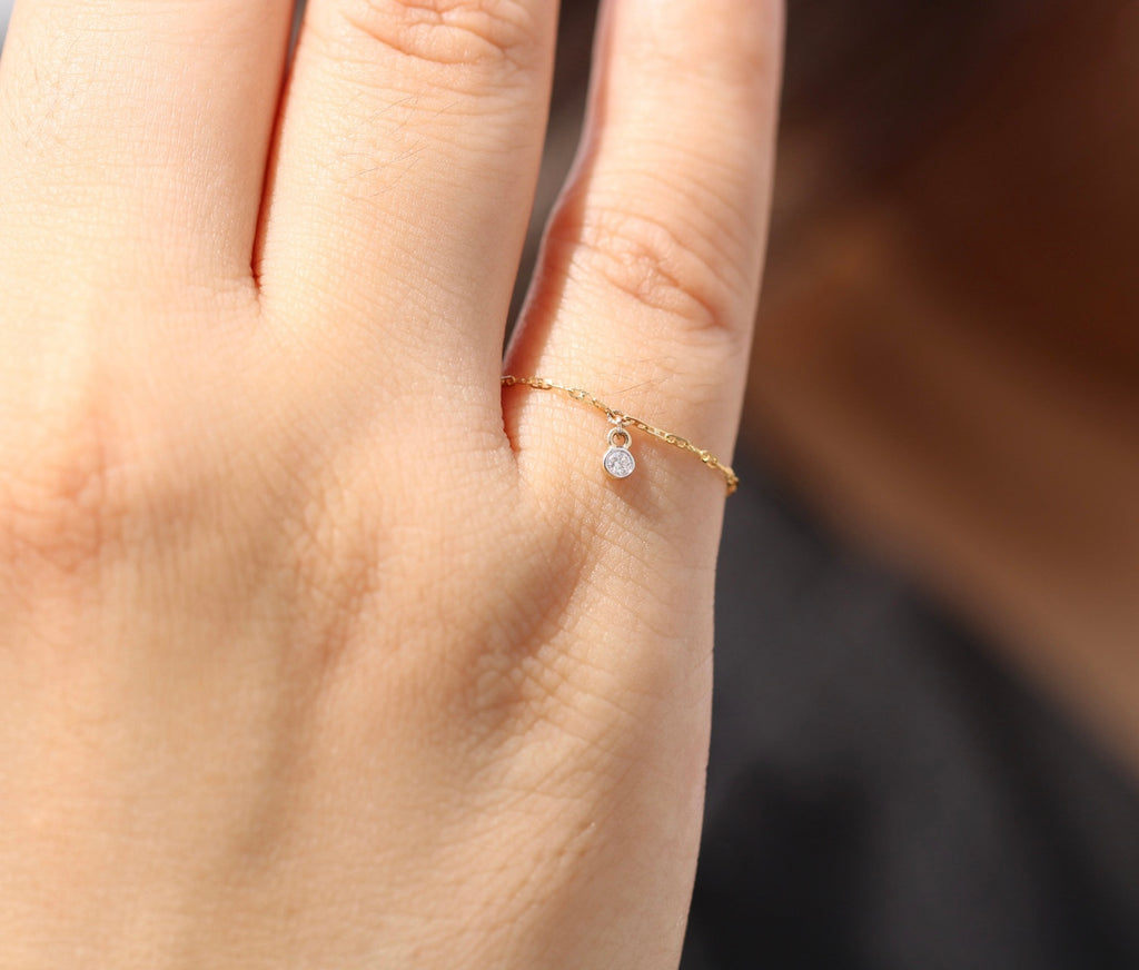14K Diamond Charm Ring