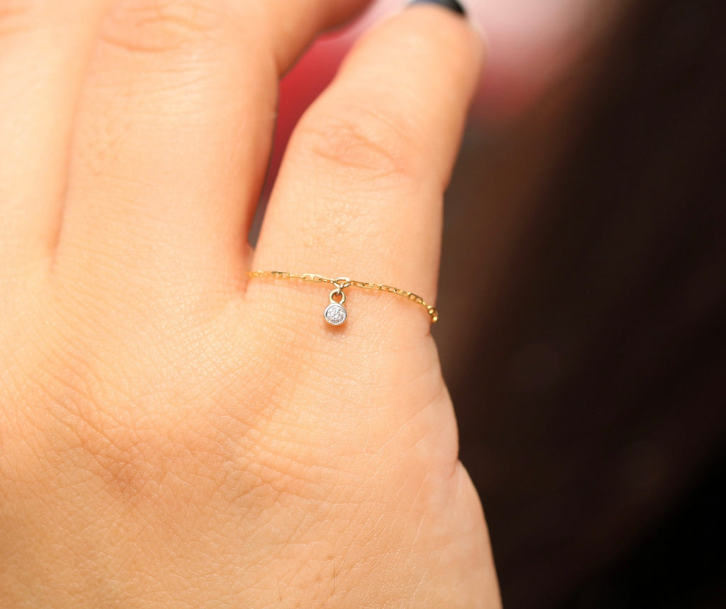 14K Diamond Charm Ring